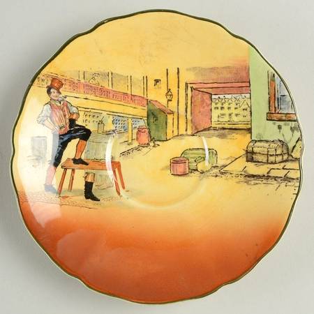 Dickens (Green Trim) Saucer for Flat Cup