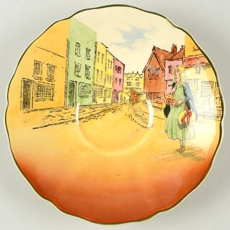 Dickens (Green Trim) Saucer for Flat Cup