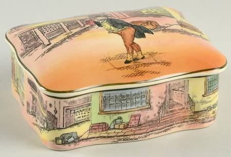Dickens (Green Trim) Rectangular Box with Lid