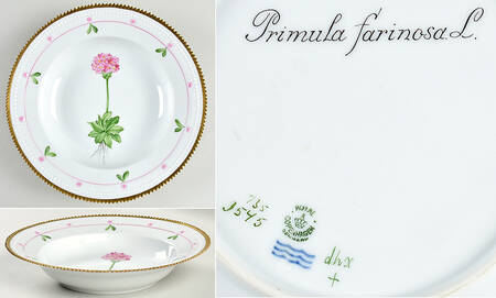 Flora Danica (735 Series) Large Rim Soup Bowl-Primula farinosa L