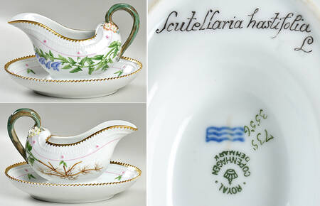 Flora Danica (735 Series) Sauce Boat & Fixed Stand-Scutellaria hastiflolia L