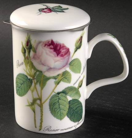 Redoute Roses Lancaster Mug & Lid with Metal Infuser