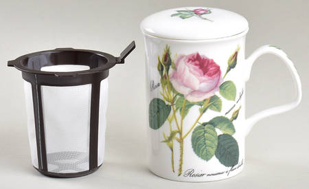 Redoute Roses Lancaster Mug & Lid w/Plastic Infuser