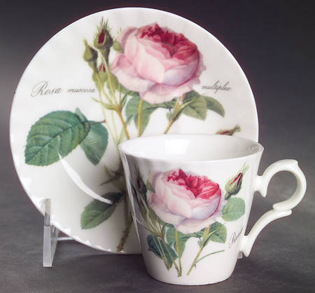Redoute Roses Flat Demitasse Cup & Saucer Set
