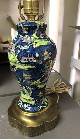 Pekin Blue 22" Electric Lamp No Shade