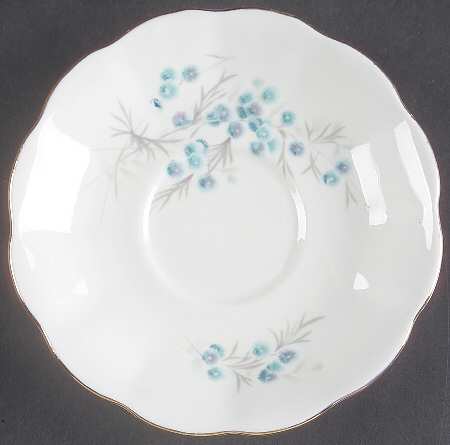 Blue Heaven (Gray and Pink Leaves) Saucer