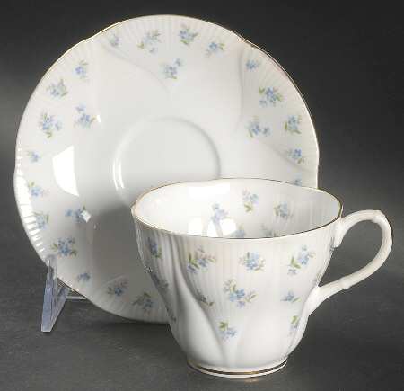 Blue Heaven (Fan Embossed) Flat Cup & Saucer Set