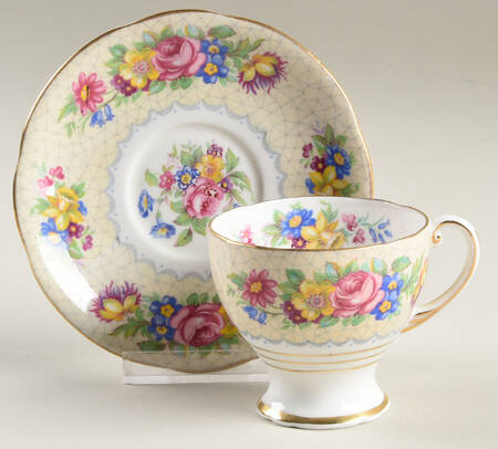 Brussels Lace Footed Demitasse Cup & Saucer Set