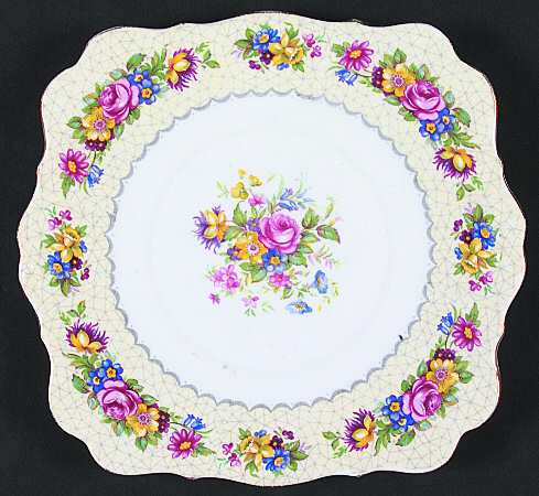 Brussels Lace Square Handled Cake Plate