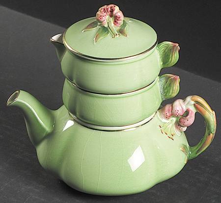 Tiger Lily Green Mini Teapot Stacking Set (Creamer, Sugar)