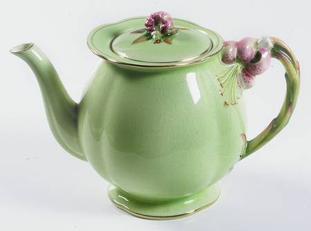 Tiger Lily Green Teapot & Lid