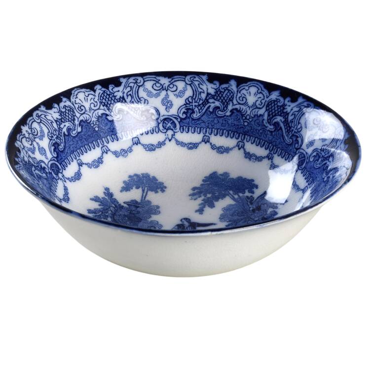 Watteau (Flow Blue, No Trim, Smooth) Coupe Cereal Bowl
