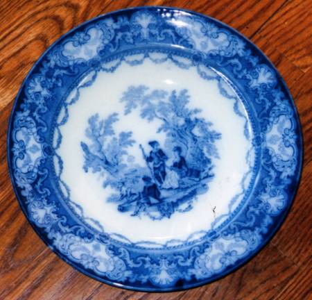 Watteau (Flow Blue, No Trim, Smooth) Large Rim Soup Bowl