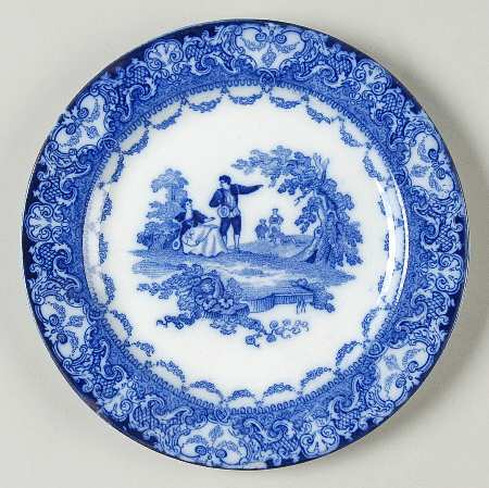 Watteau (Flow Blue, No Trim, Smooth) Bread & Butter Plate