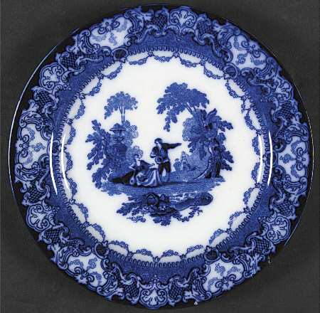 Watteau (Flow Blue, No Trim, Smooth) Salad Plate