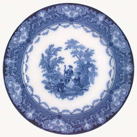 Watteau (Flow Blue, No Trim, Smooth) Dinner Plate