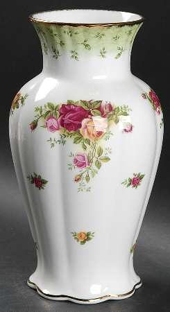 Old Country Roses Green Border 9" Vase by Royal Albert