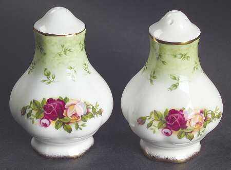 Old Country Roses Green Border Salt & Pepper Set