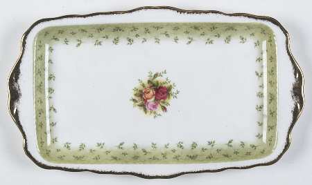 Old Country Roses Green Border Large Sandwich Tray