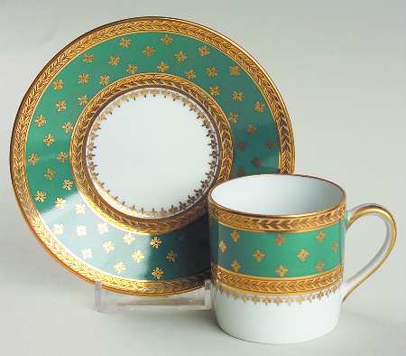 Fountainbleau Green Flat Demitasse Cup & Saucer Set
