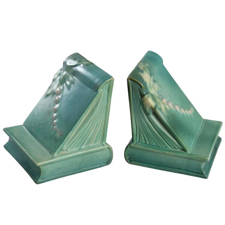Bleeding Heart Green China Bookend - Set of 2
