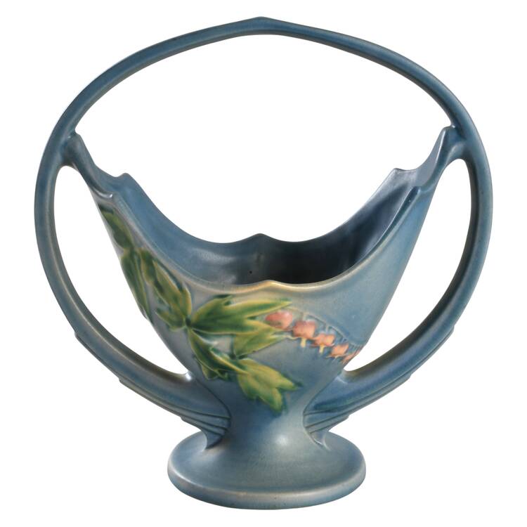 Bleeding Heart Blue 10" Handled Basket