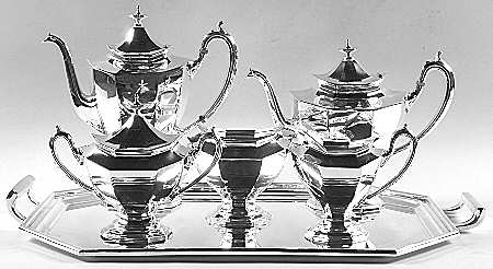 Sierra (Silverplate, Hollowware) 6-Piece Plated Tea Set (Waste & Tray)