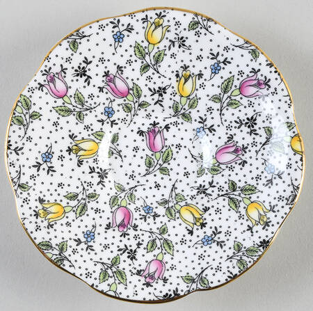 June (Black, Multicolor Flowers) Saucer for Footed Cup