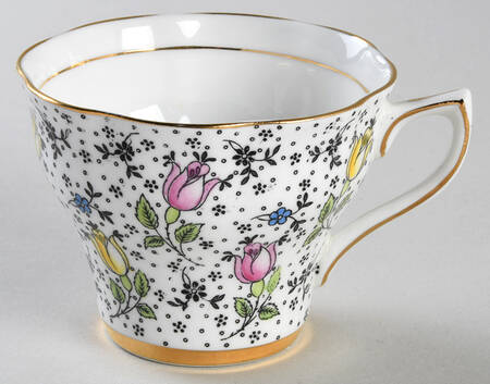 June (Black, Multicolor Flowers) Footed Cup