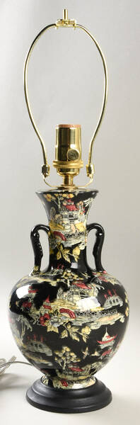 Pekin Black (No Trim) Electric Lamp No Shade by Royal Winton
