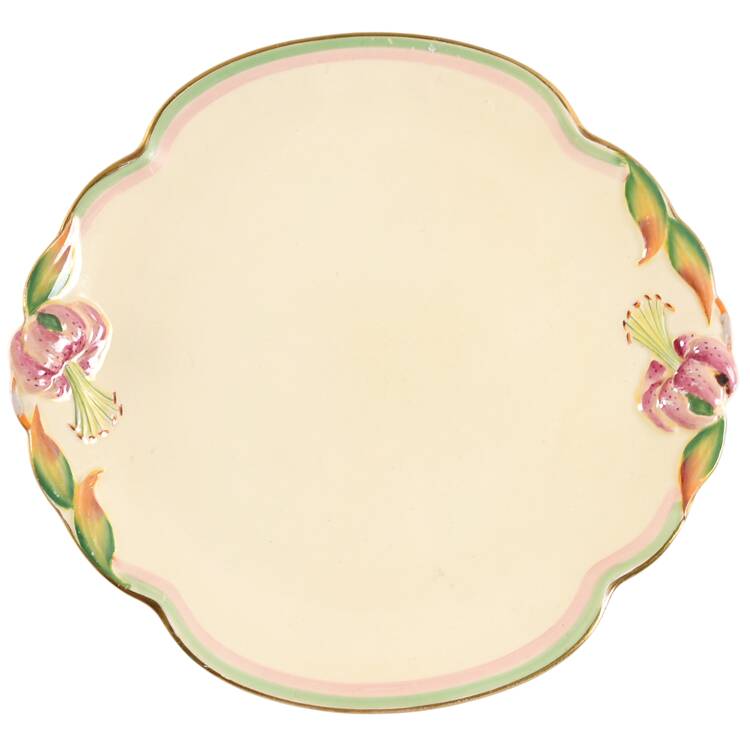 Tiger Lily Cream Handled Cake Plate by Royal Winton