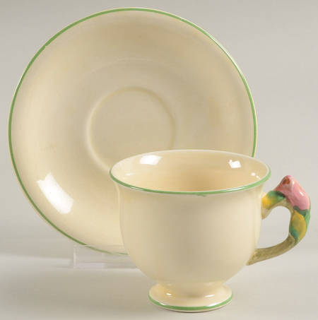 Rosebud Cream (Cream Background) Footed Demitasse Cup & Saucer Set