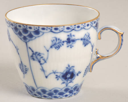 Blue Fluted Full Lace (Gold Trim) Flat Demitasse Cup