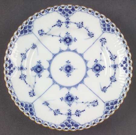 Blue Fluted Full Lace (Gold Trim) Bread & Butter Plate