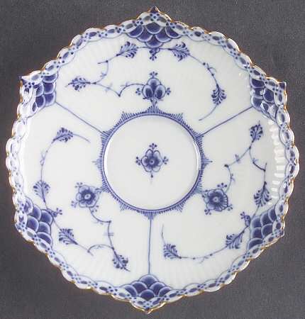 Blue Fluted Full Lace (Gold Trim) Saucer