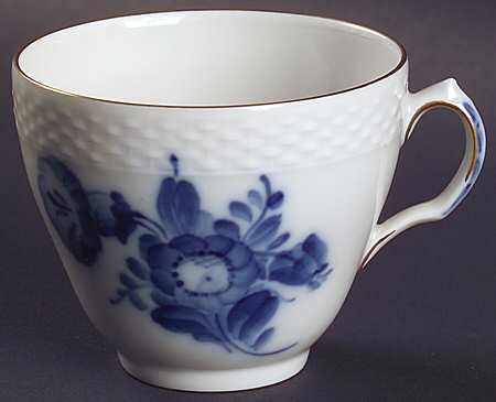 Blue Flower (Smooth, Gold Trim) Flat Cup