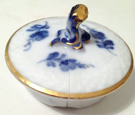 Blue Flower (Smooth, Gold Trim) Lid for Mini Teapot