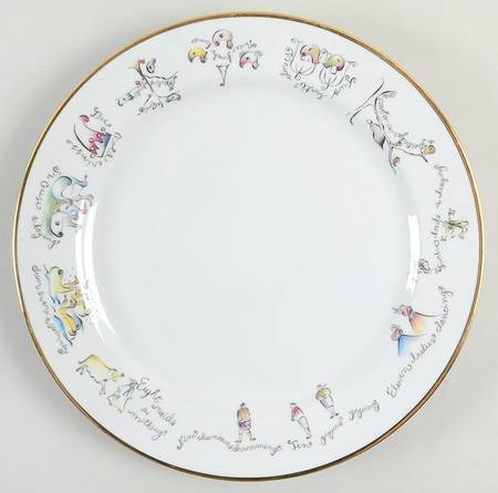 Twelve Days of Christmas (Gold Trim) 11" Chop Plate (Round Platter)