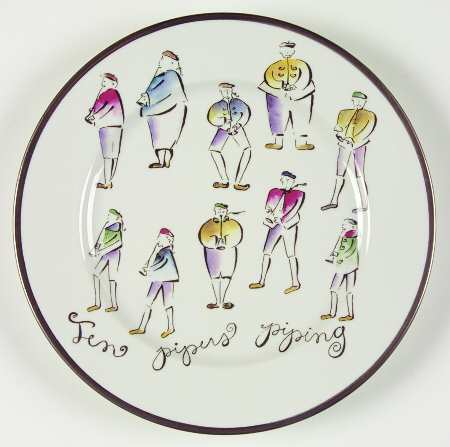 Twelve Days of Christmas (Gold Trim) Salad Plate