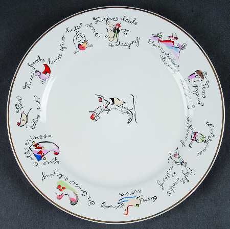 Twelve Days of Christmas (Gold Trim) Accent Salad Plate