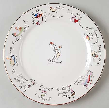 Twelve Days of Christmas (Gold Trim) Dinner Plate
