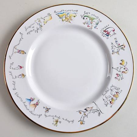 Twelve Days of Christmas (Gold Trim) Dinner Plate