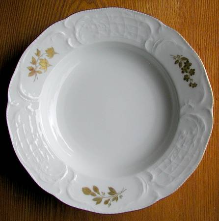 Gold Bouquet (Gold Trim) Rim Soup Bowl