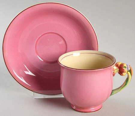 Tiger Lily Pink (Pink Trim) Footed Cup & Saucer Set