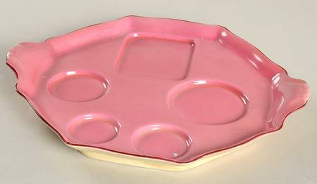 Tiger Lily Pink (Pink Trim) 6-Piece Breakfast Set, Tray Only