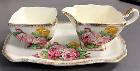 494 Ascot Creamer & Open Sugar with Tray