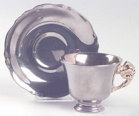 Golden & Silver Age Footed Demitasse Cup & Saucer Set