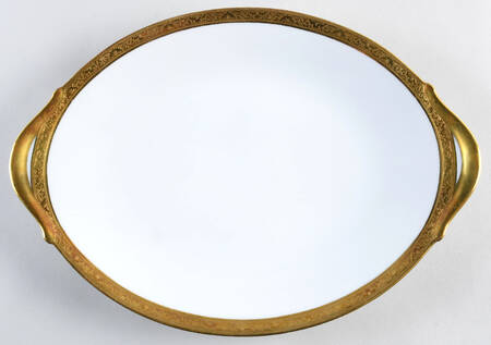Ambassador Gold (White) 13" Oval Handled Platter