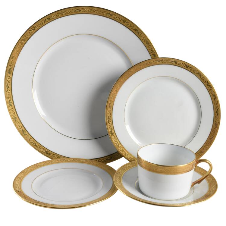 Ambassador Gold (White) 5 Piece Place Setting