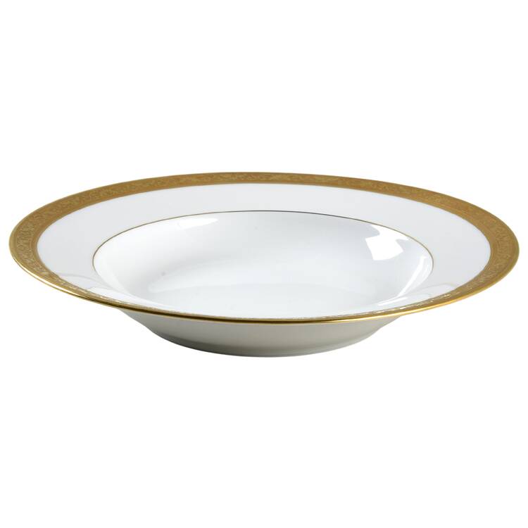 Ambassador Gold (White) Large Rim Soup Bowl